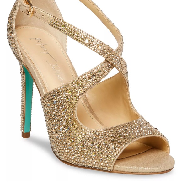 Betsey Johnson Gold, embellished evening shoes - Picture 2 of 8